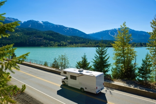 camper van, road trippers enjoying travel insurance in the USA